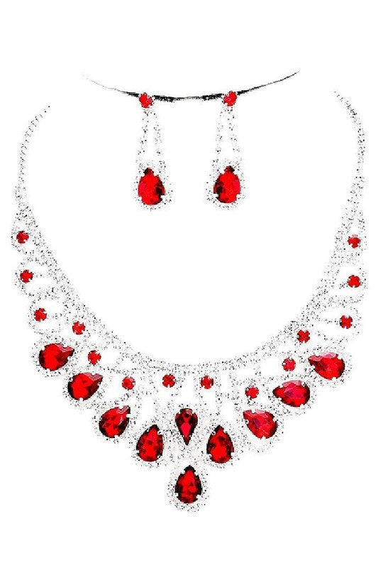 Formal Vintage Style Pear cut Earring and Matching Necklace Set