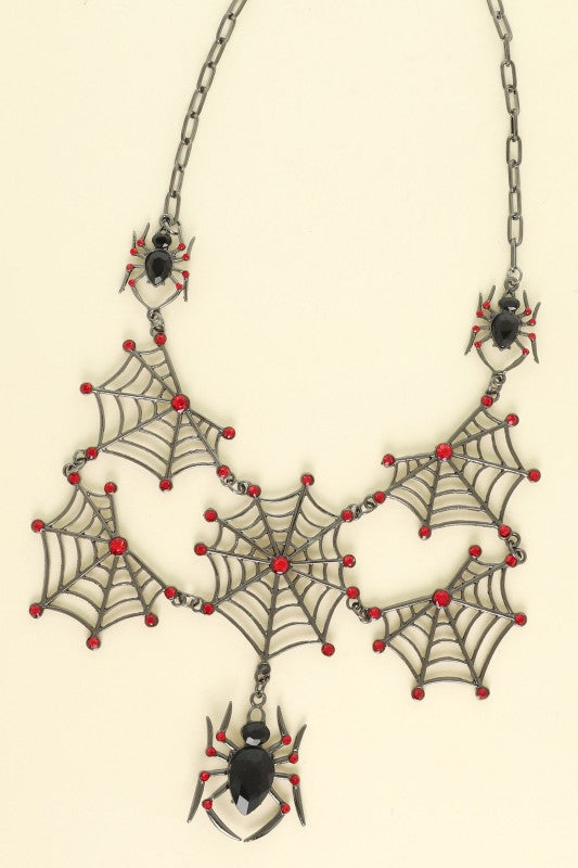 Antique Silver Spider Pendant Necklace